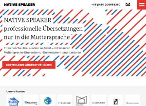 How nativespeaker.de looks like on a tablet such as an iPad.