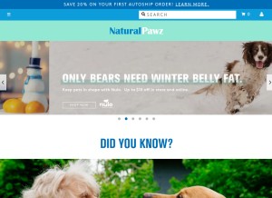 How naturalpawz.com looks like on a tablet such as an iPad.