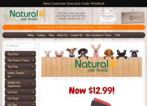 How naturalpetfoods.ca looks like on a tablet such as an iPad.