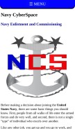 How navycs.com looks like on a mobile device such as an iPhone.