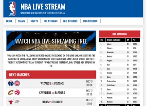 How nba-stream.com looks like on a tablet such as an iPad.