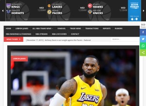 How nbanewsnow.com looks like on a tablet such as an iPad.