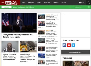 How nbc25news.com looks like on a tablet such as an iPad.