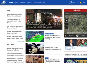 How nbcdfw.com looks like on a tablet such as an iPad.