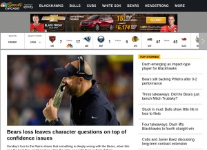 How nbcsportschicago.com looks like on a tablet such as an iPad.