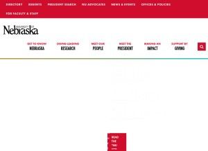 How nebraska.edu looks like on a tablet such as an iPad.
