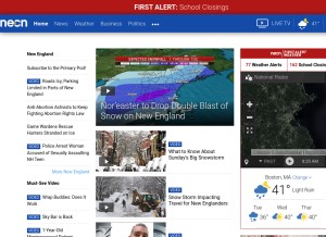 How necn.com looks like on a tablet such as an iPad.