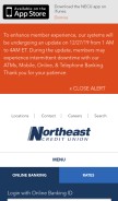 How necu.org looks like on a mobile device such as an iPhone.
