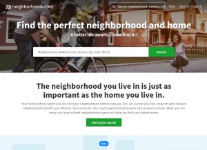 How neighborhoods.com looks like on a tablet such as an iPad.