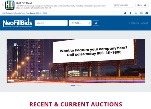 How neofillbids.com looks like on a tablet such as an iPad.