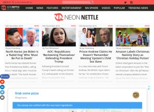 How neonnettle.com looks like on a tablet such as an iPad.