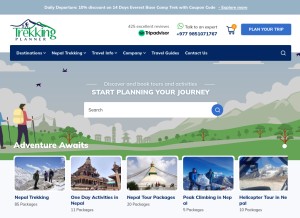 How nepaltrekkingplanner.com looks like on a tablet such as an iPad.