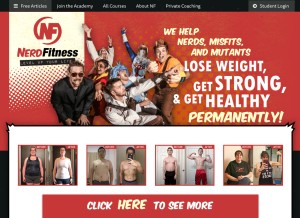 How nerdfitness.com looks like on a tablet such as an iPad.
