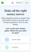 How nerdwallet.com looks like on a mobile device such as an iPhone.