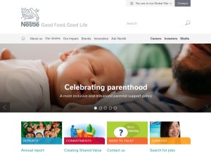 How nestle.com looks like on a tablet such as an iPad.