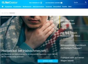 How netdoktor.de looks like on a tablet such as an iPad.
