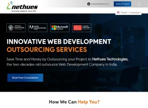 How nethues.com looks like on a tablet such as an iPad.