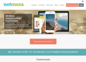 How netmera.com looks like on a tablet such as an iPad.