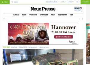 How neuepresse.de looks like on a tablet such as an iPad.