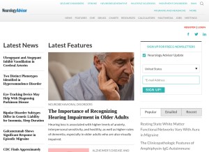 How neurologyadvisor.com looks like on a tablet such as an iPad.