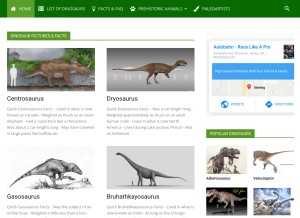 How newdinosaurs.com looks like on a tablet such as an iPad.