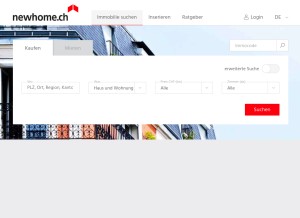 How newhome.ch looks like on a tablet such as an iPad.