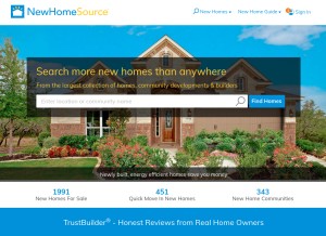 How newhomesource.com looks like on a tablet such as an iPad.