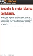 How newmusicas.com looks like on a mobile device such as an iPhone.