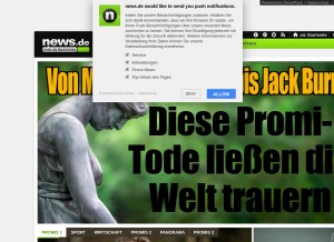 How news.de looks like on a tablet such as an iPad.