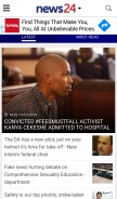 How news24.com looks like on a mobile device such as an iPhone.