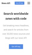 How newsapi.org looks like on a mobile device such as an iPhone.