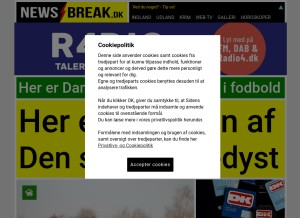 How newsbreak.dk looks like on a tablet such as an iPad.