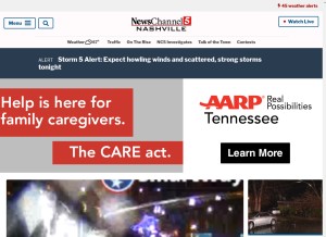 How newschannel5.com looks like on a tablet such as an iPad.