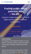How newsignature.com looks like on a mobile device such as an iPhone.