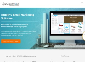 How newsletter2go.com looks like on a tablet such as an iPad.