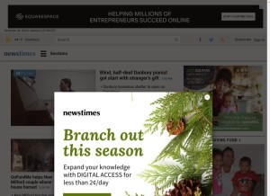 How newstimes.com looks like on a tablet such as an iPad.
