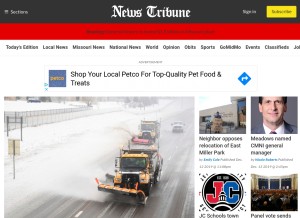 How newstribune.com looks like on a tablet such as an iPad.