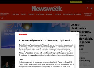 How newsweek.pl looks like on a tablet such as an iPad.
