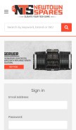 How newtownspares.com looks like on a mobile device such as an iPhone.