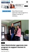 How newwestrecord.ca looks like on a mobile device such as an iPhone.