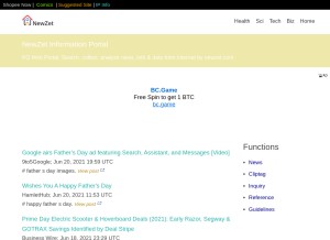 How newzet.com looks like on a tablet such as an iPad.