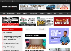 How newzjunky.com looks like on a tablet such as an iPad.