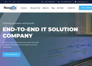 How nexgits.com looks like on a tablet such as an iPad.