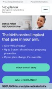 How nexplanon.com looks like on a mobile device such as an iPhone.