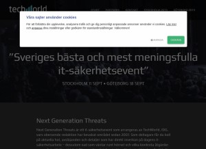 How nextgenerationthreats.se looks like on a tablet such as an iPad.