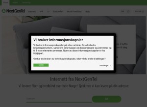 How nextgentel.no looks like on a tablet such as an iPad.