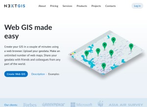 How nextgis.com looks like on a tablet such as an iPad.
