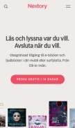 How nextory.se looks like on a mobile device such as an iPhone.