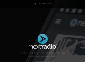 How nextradioapp.com looks like on a tablet such as an iPad.