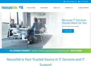 How nexustek.com looks like on a tablet such as an iPad.